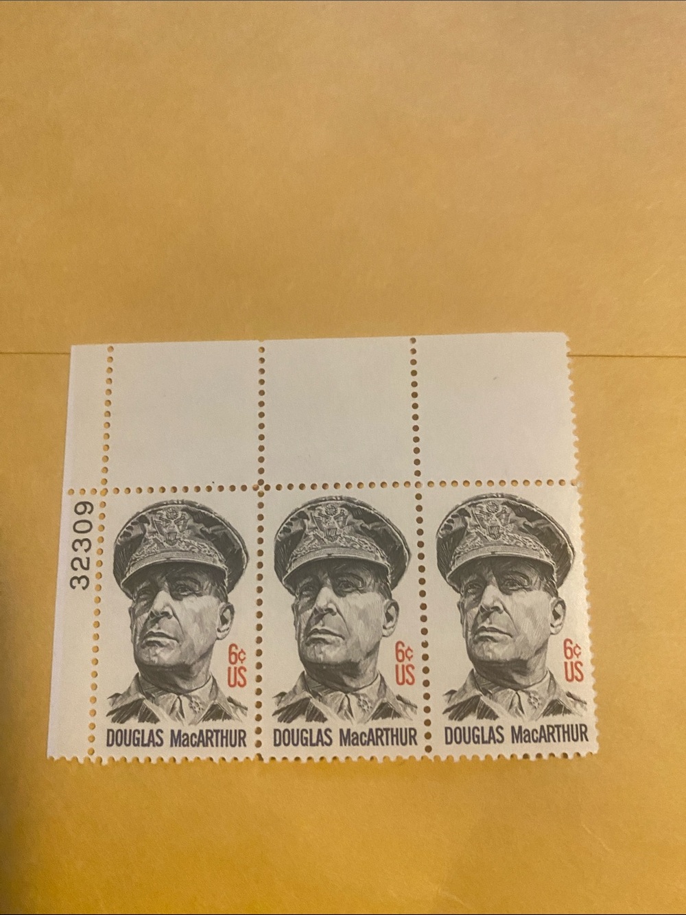 Vintage Douglas MacArthur Commemorative Stamp Sheet - White